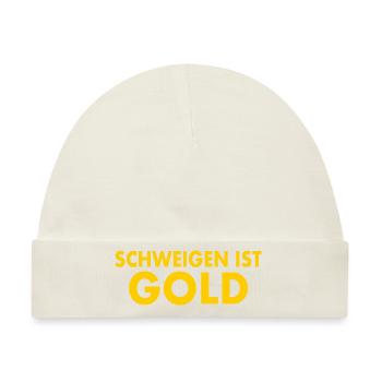 schweigen ist gold - Baby Premium Organic Mütze - Naturweiß - Vorne