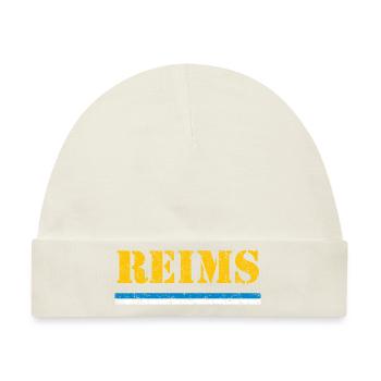 Reims / Schriftzug & Flagge - VINTAGE - Baby Premium Organic Mütze - Naturweiß - Vorne