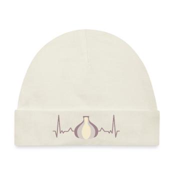 Knoblauch EKG Kardiogramm - Baby Premium Organic Mütze - Naturweiß - Vorne