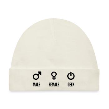 Männlicher weiblicher Geek - Baby Premium Organic Mütze - Naturweiß - Vorne