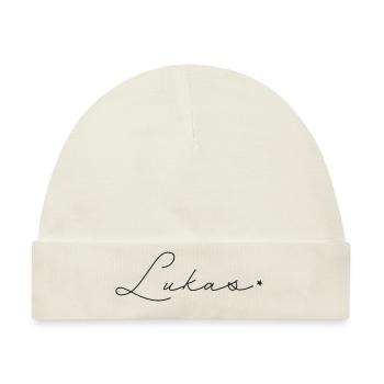 Name Lukas - Baby Premium Organic Mütze - Naturweiß - Vorne