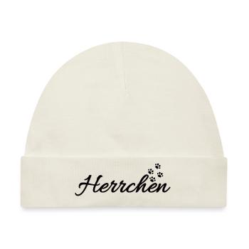 Herrchen einer Katze | Katzenpfoten - Baby Premium Organic Mütze - Naturweiß - Vorne