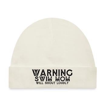 Warning Swim Mom Will Shout Loudly 8 - Baby Premium Organic Mütze - Naturweiß - Vorne