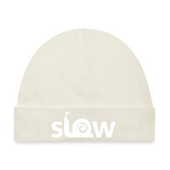 Slow - Langsam - Baby Premium Organic Mütze - Naturweiß - Vorne