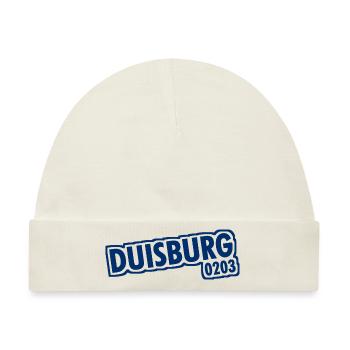 Duisburg - 0203 - Vorwahl - NRW - Ruhrpott - Baby Premium Organic Mütze - Naturweiß - Vorne
