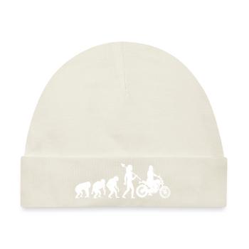 Evolution Motorrad Biker Mutter Motorrad Motorrad Motorrad - Baby Premium Organic Mütze - Naturweiß - Vorne