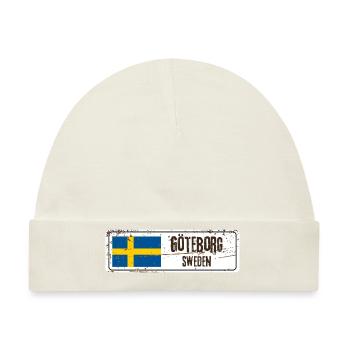 Göteborg Schweden Flagge - Baby Premium Organic Mütze - Naturweiß - Vorne
