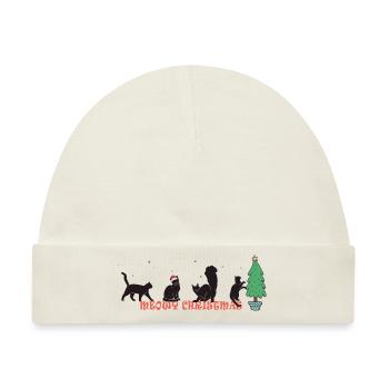 Miauige Weihnachten - süße Katze mit Nikolausmütze - Baby Premium Organic Mütze - Naturweiß - Vorne