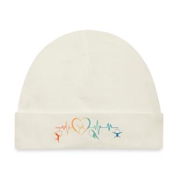 Retro Heartbeat Aerial Hoop - Geschenk - Baby Premium Organic Mütze - Naturweiß - Vorne