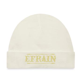 Efrain goldener Text Name Namensschild - Baby Premium Organic Mütze - Naturweiß - Vorne