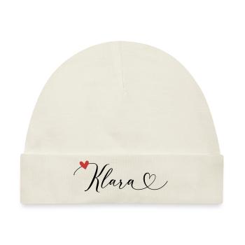 Klara Name Vorname Kalligrafieherz - Baby Premium Organic Mütze - Naturweiß - Vorne
