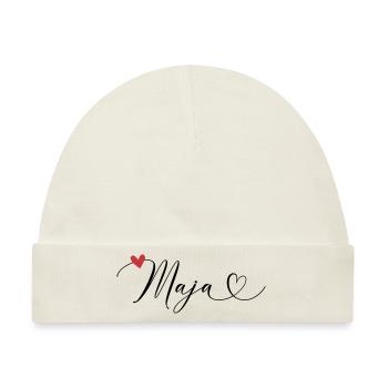 Maja Name Vorname Kalligrafieherz - Baby Premium Organic Mütze - Naturweiß - Vorne