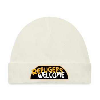 Flüchtlinge willkommen retro logo - Baby Premium Organic Mütze - Naturweiß - Vorne