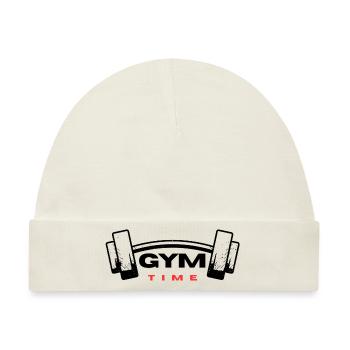 Gym Time Textdesign - Baby Premium Organic Mütze - Naturweiß - Vorne