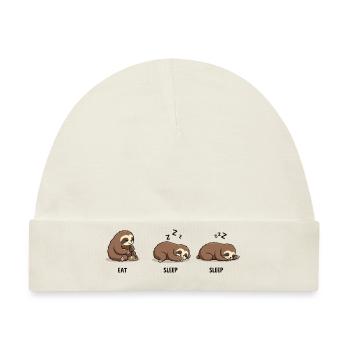 Faultier Fressen Schlaf Schlaf - Baby Premium Organic Mütze - Naturweiß - Vorne
