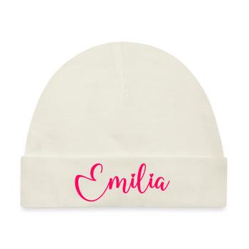 emilia name - Baby Premium Organic Mütze - Naturweiß - Vorne