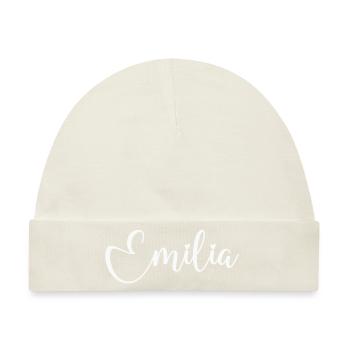 emilia name - Baby Premium Organic Mütze - Naturweiß - Vorne