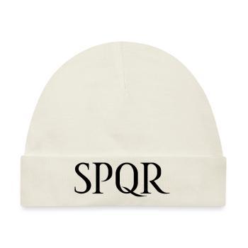 SPQR Schriftzug Vektor Dunkel - Baby Premium Organic Mütze - Naturweiß - Vorne