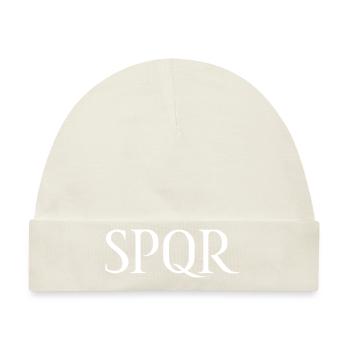 SPQR Schriftzug Vektor Hell - Baby Premium Organic Mütze - Naturweiß - Vorne