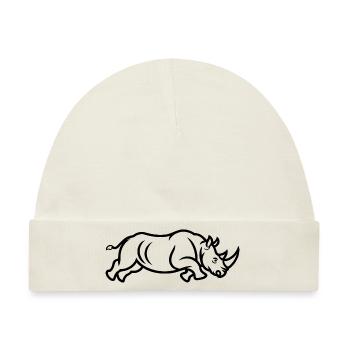 Mighty Rhino - Sauberes Tierdesign - Baby Premium Organic Mütze - Naturweiß - Vorne