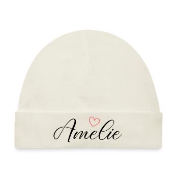 Amelie Name - Baby Premium Organic Mütze - Naturweiß - Vorne