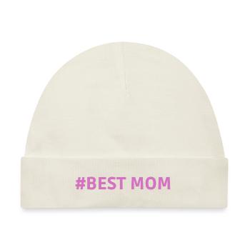 #Best Mom Supermama Mummy Heart - Baby Premium Organic Mütze - Naturweiß - Vorne
