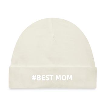 #Best Mom Supermama Mummy Heart - Baby Premium Organic Mütze - Naturweiß - Vorne