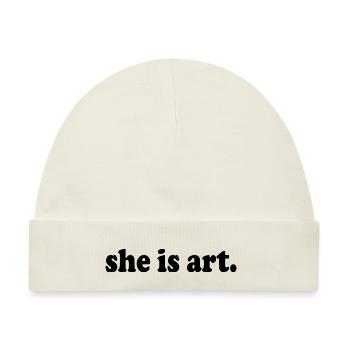 She is art - Baby Premium Organic Mütze - Naturweiß - Vorne
