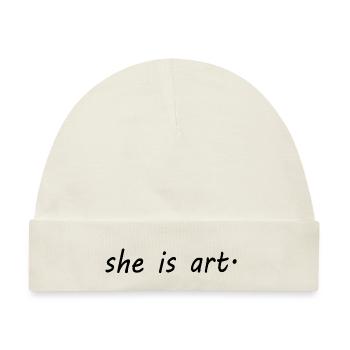 She is art - Baby Premium Organic Mütze - Naturweiß - Vorne