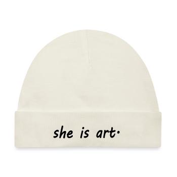 She is art - Baby Premium Organic Mütze - Naturweiß - Vorne