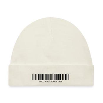 Heiratest du mich Strichcode - Baby Premium Organic Mütze - Naturweiß - Vorne