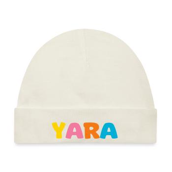 Name - Yara - Baby Premium Organic Mütze - Naturweiß - Vorne