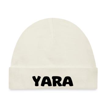 Name - Yara - Baby Premium Organic Mütze - Naturweiß - Vorne