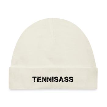 tennisass,typo,schriftzug,schrift,schwarz - Baby Premium Organic Mütze - Naturweiß - Vorne