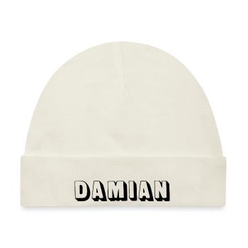 Name - Damian - Baby Premium Organic Mütze - Naturweiß - Vorne