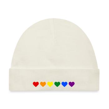 Regenbogenherzen - Baby Premium Organic Mütze - Naturweiß - Vorne
