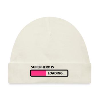 superhero is loading - Baby Premium Organic Mütze - Naturweiß - Vorne