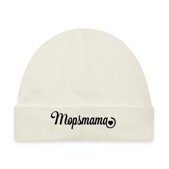 Mopsmama mit Herz - Baby Premium Organic Mütze - Naturweiß - Vorne