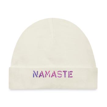 Yoga NAMASTE Typo Stencil Aquarell Purple - Baby Premium Organic Mütze - Naturweiß - Vorne