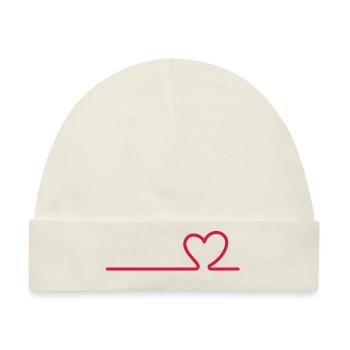 Herzschlag Herz Liebe verliebt Valentinstag Puls - Baby Premium Organic Mütze - Naturweiß - Vorne