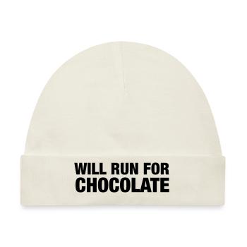 Will Run For Chocolate - Baby Premium Organic Mütze - Naturweiß - Vorne