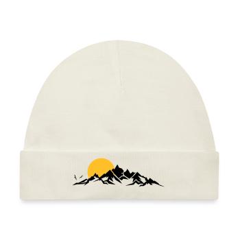 Landschaft - Berge Sonne - Baby Premium Organic Mütze - Naturweiß - Vorne