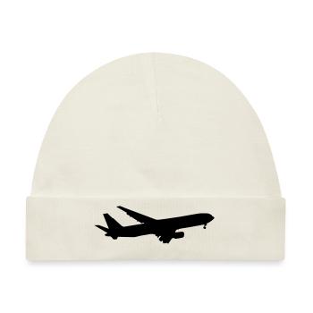 airplane silhouette - Baby Premium Organic Mütze - Naturweiß - Vorne