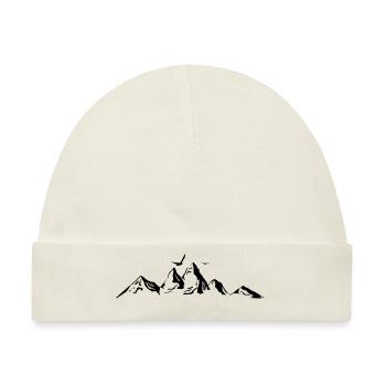 BERGE Gebirge Landschaft Silhouette Panorama - Baby Premium Organic Mütze - Naturweiß - Vorne