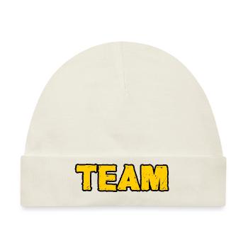 Team, gelb - Baby Premium Organic Mütze - Naturweiß - Vorne
