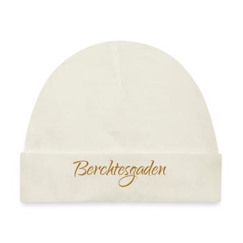 Berchtesgaden Schriftzug gold braun - Baby Premium Organic Mütze - Naturweiß - Vorne