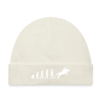 Pferd Reiter Springreiter Reiten Evolution - Baby Premium Organic Mütze - Naturweiß - Vorne