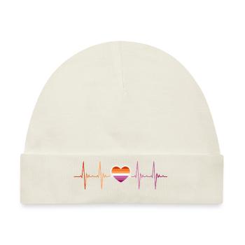 Lesbisch Lesbe Gay Pride Flag Herzschlag - Baby Premium Organic Mütze - Naturweiß - Vorne