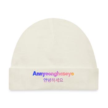 Koreanisch Sprache Begrüßung - Baby Premium Organic Mütze - Naturweiß - Vorne
