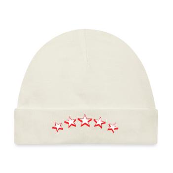 Sterne rot - Baby Premium Organic Mütze - Naturweiß - Vorne